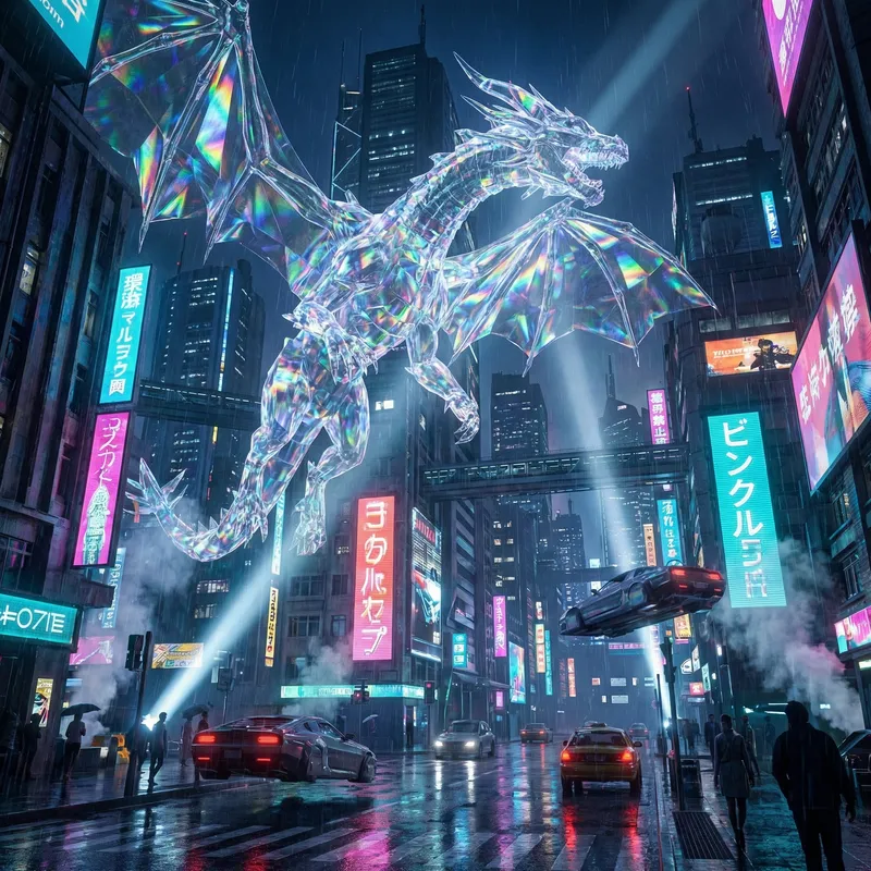 KI-generierter Cyberpunk-Drache